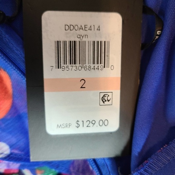 DKNY  Blue Floral Ruffle Elegant Spring Summer Maxi Dress 2 NWT - Picture 9 of 10